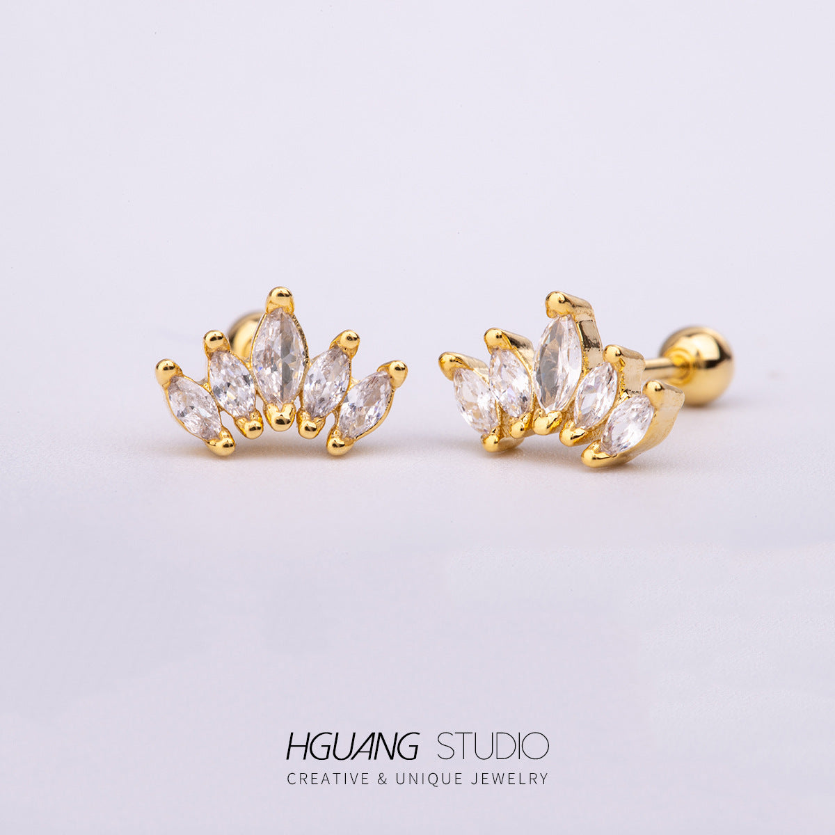 Steel Gold Micro Inlaid Zirconium Ear Earrings