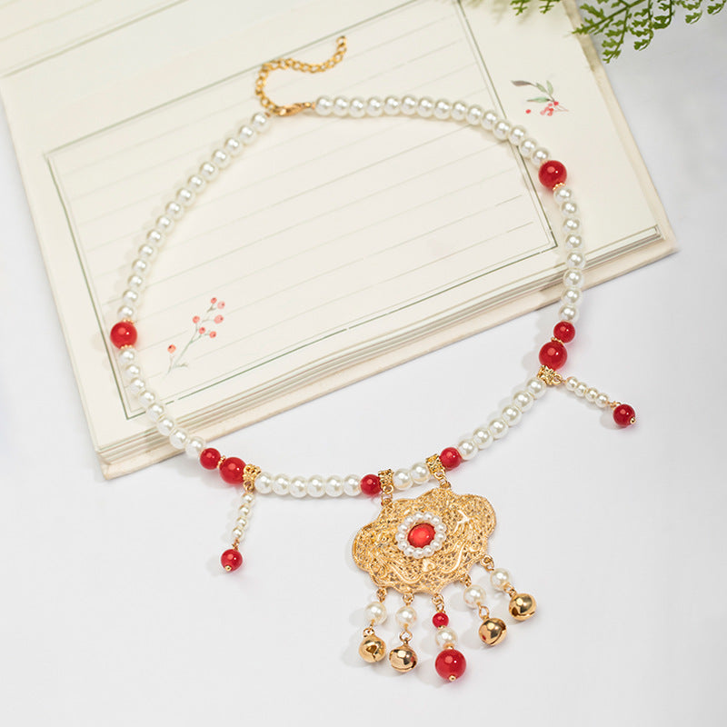 Antique Accessories Bell Safety Lock Pearl Necklaces