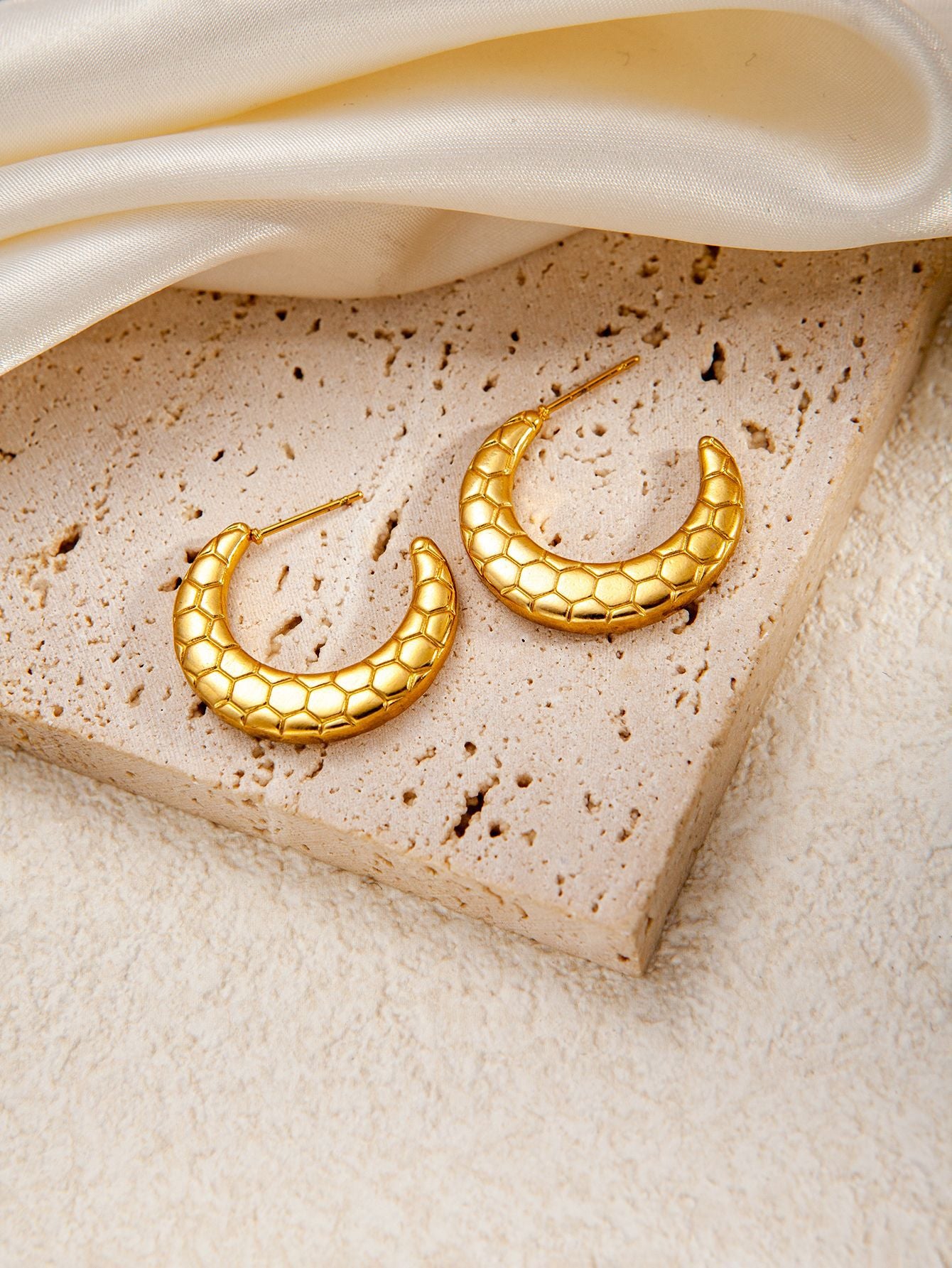 Stainless Steel Ginkgo Leaf Petals Golden Earrings