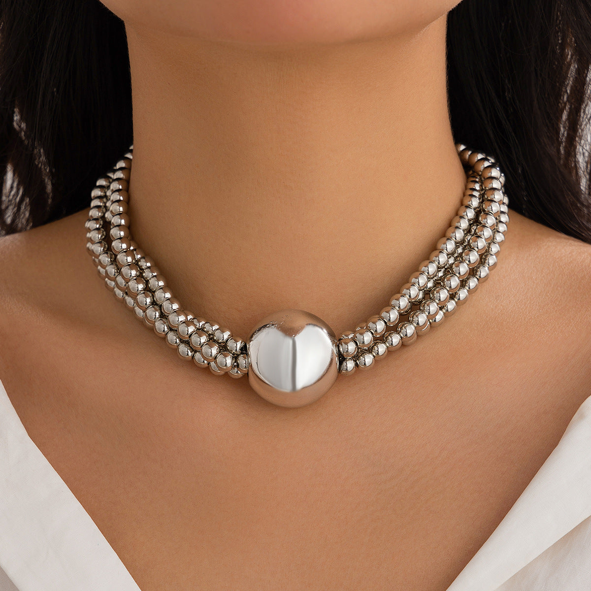 Women's Ornament Exaggerated Ball Clavicle Hip Hop Necklaces