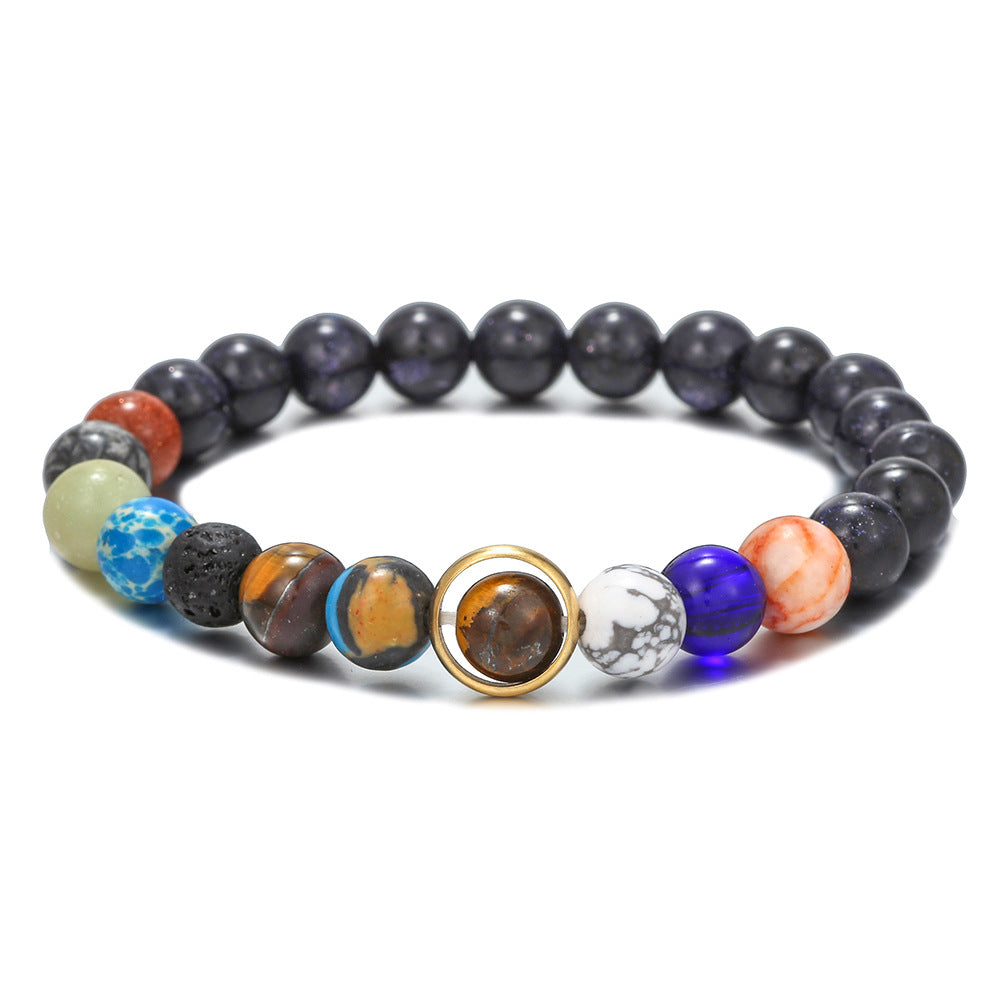 Live Broadcast Volcanic Rock Black Agate Map Stone Beaded Bracelets