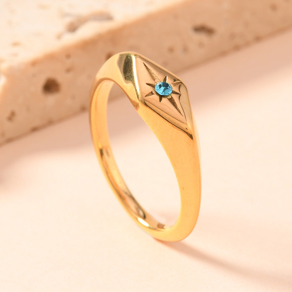 Fashion Diamond Inlaid Zirconium Light Luxury Design Gold Rings