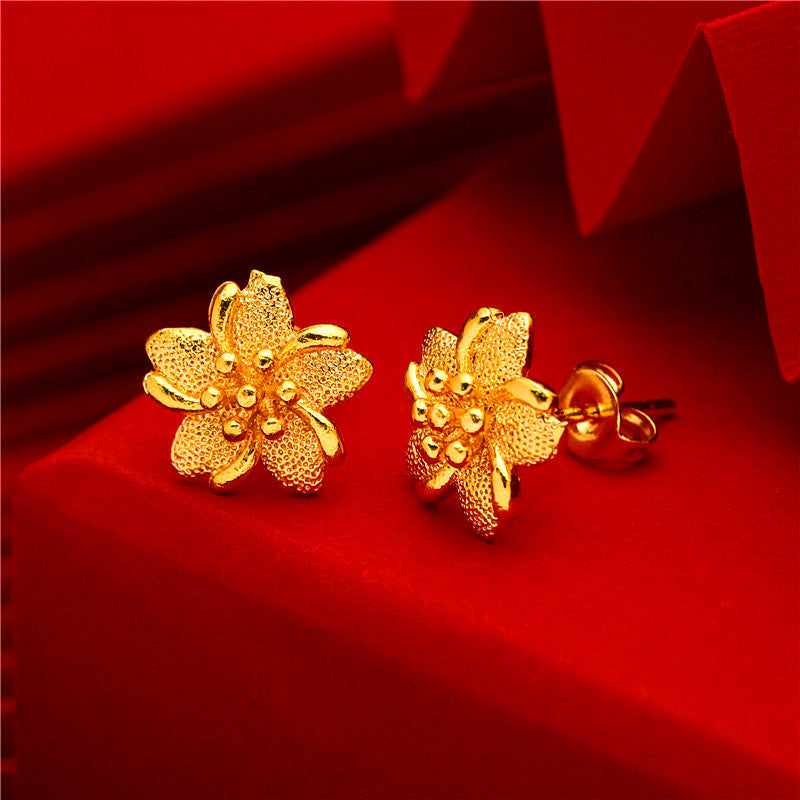 Women's Gold Small Ear Bar Simulation European Coin Earrings