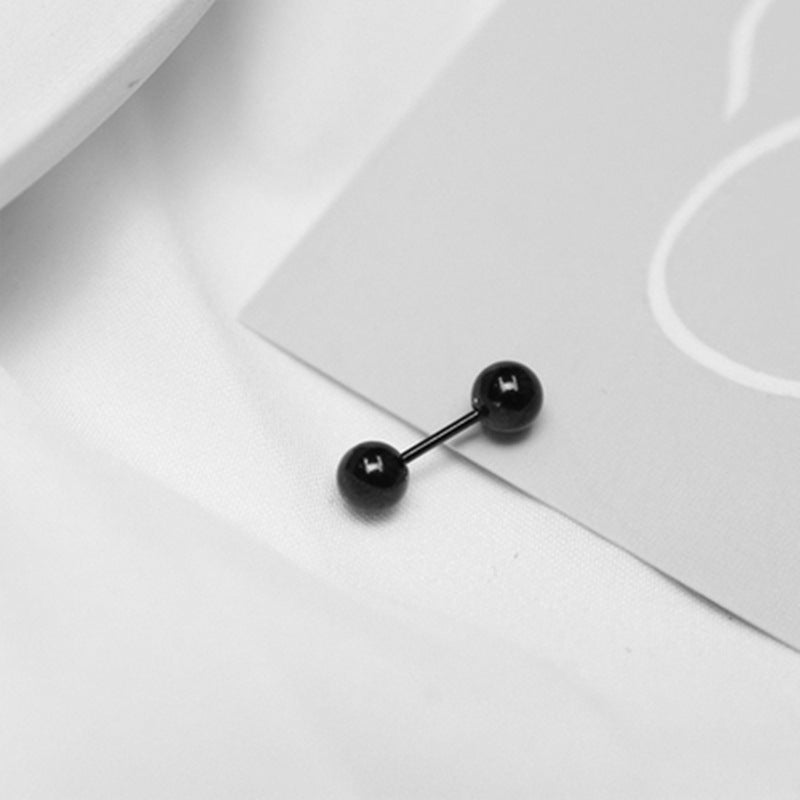 Women's Double Ball Ear Bone Frosty Style Elegant Titanium Earrings