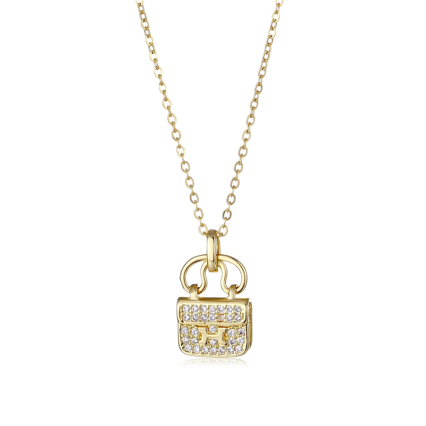 Titanium Steel Affordable Luxury Feeling Full Diamond Bag Fashion Necklaces