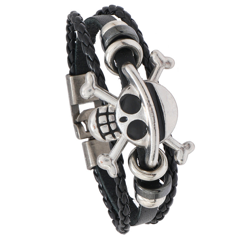 Minimalist Creative Alloy Skull Leather Personality Bracelets