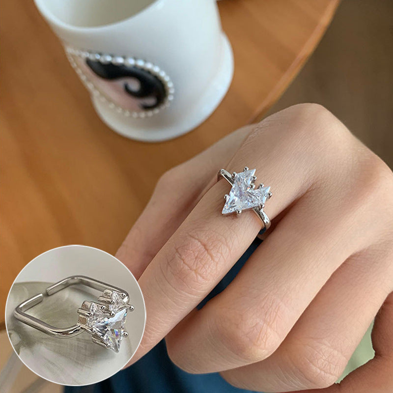 Women's Sugar Retro Fashion Geometry Pattern V-shaped Open Hip Hop Rings