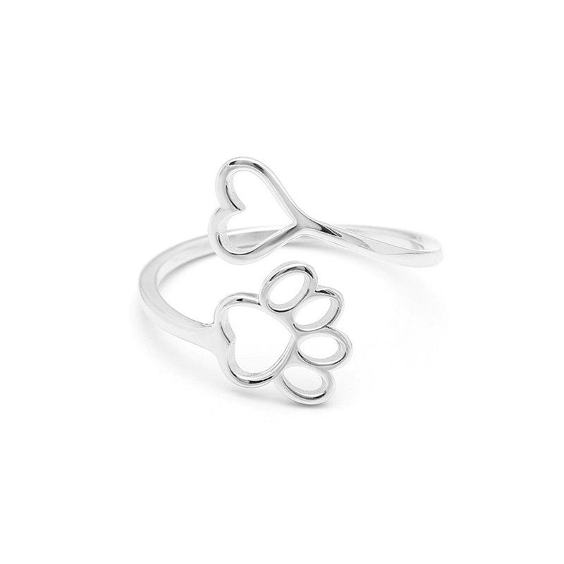 Dog's Paw Creative Hollow Love Heart Rings