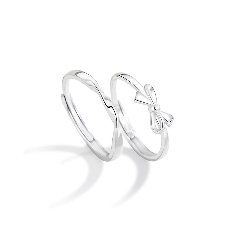 Couple Niche Sweet Bowknot Open Fashion Rings