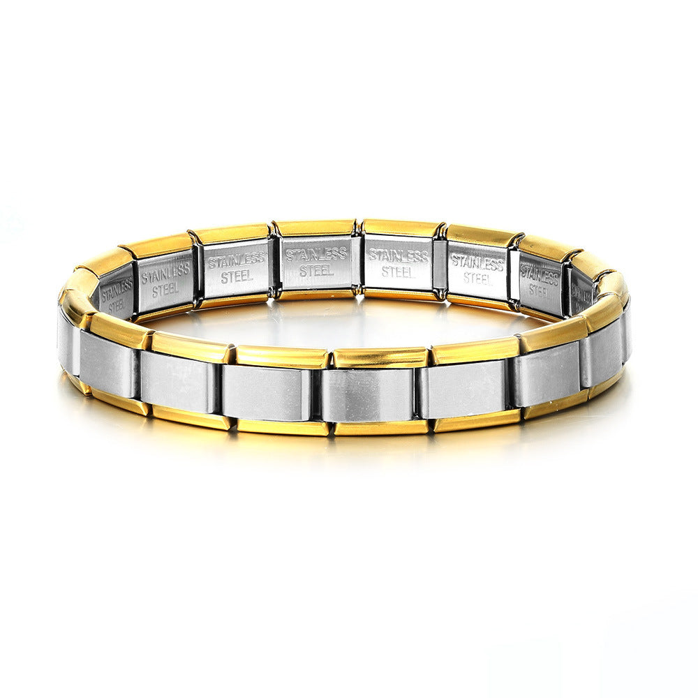 Vacuum Real Gold Plating Italian Module Square Bracelets