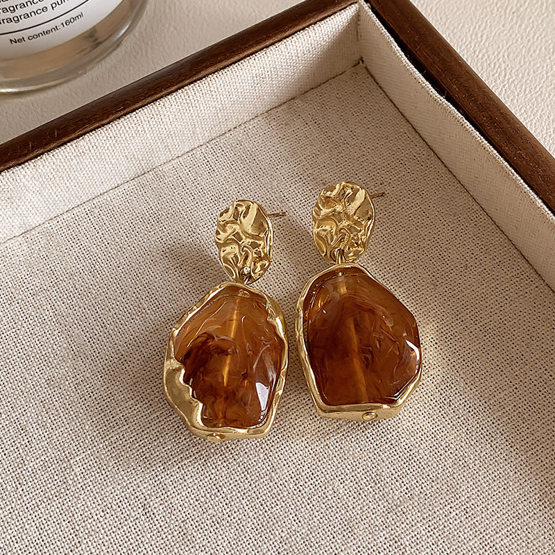 Women's French Retro Amber Elegant Design High-grade Earrings