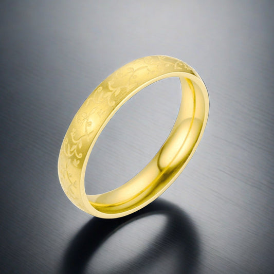 Engraving Stainless Steel Female Korean Style Zircon Rings