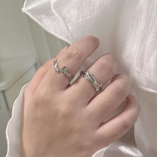 Thorn Rose Couple Wind Niche Open Rings