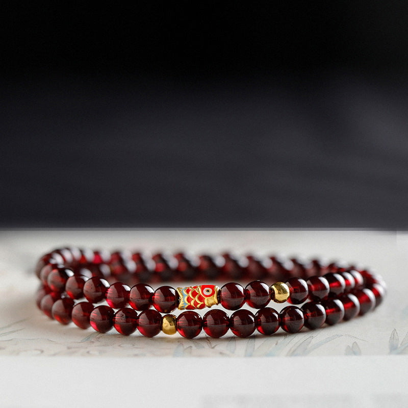 Women's Imitation Garnet Gift National Style Double Bracelets