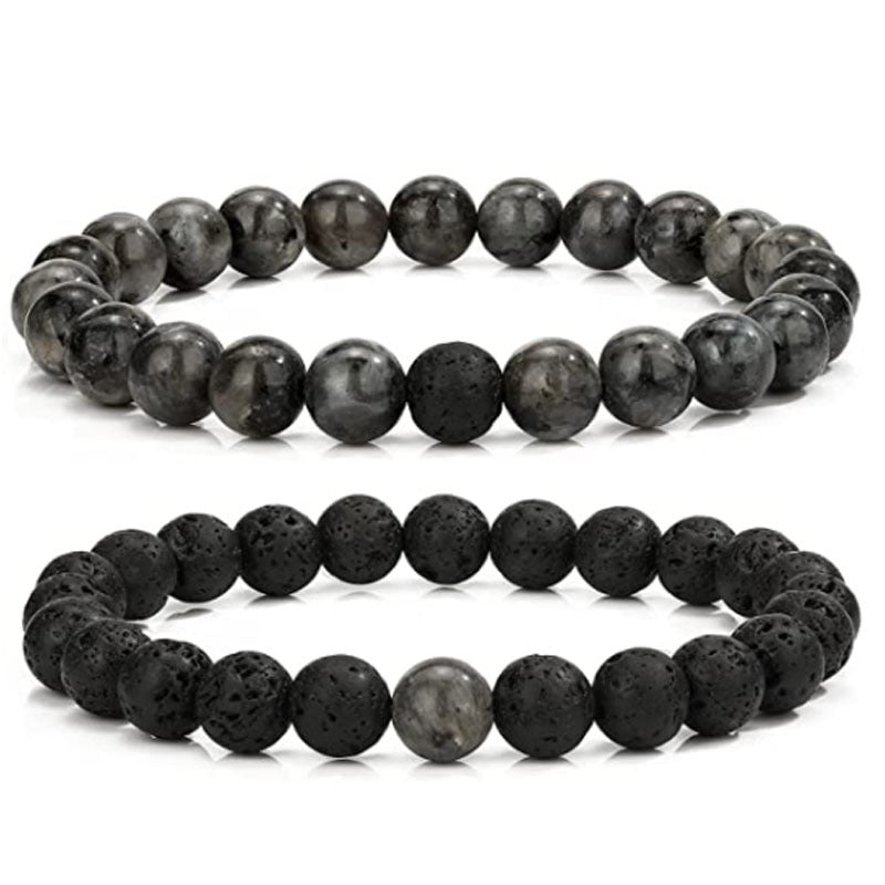 Men's Lava Stone Beads Couple Yellow Tiger Bracelets