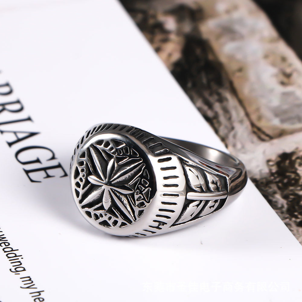 Women's & Men's Titanium Steel Fashion Rice Character Design Rings
