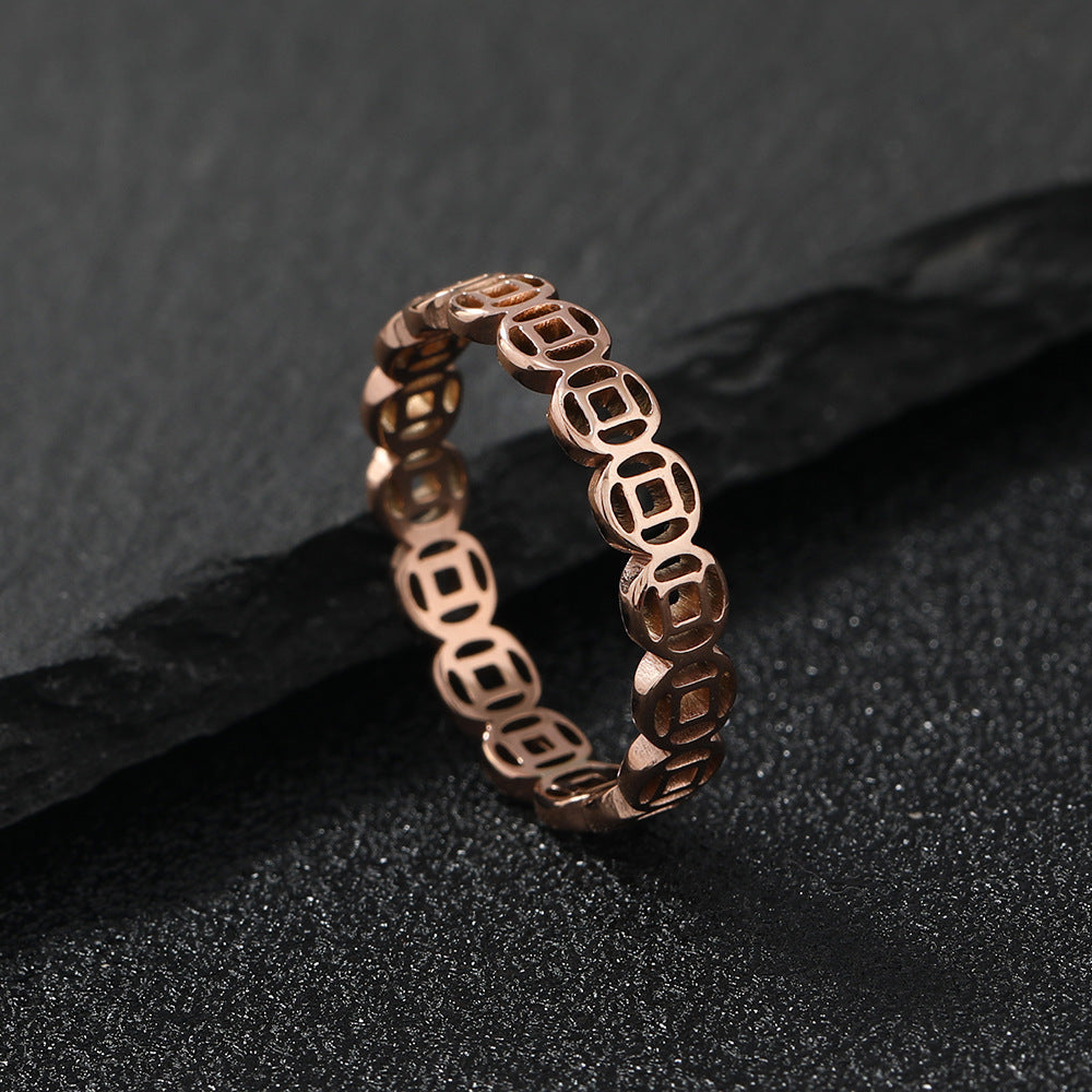 Lucky Copper Coin Transfer Index Finger Rings