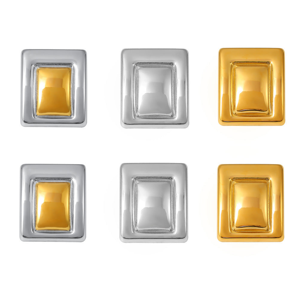 Women's Stainless Steel Rectangular Color Matching Trendy Rings