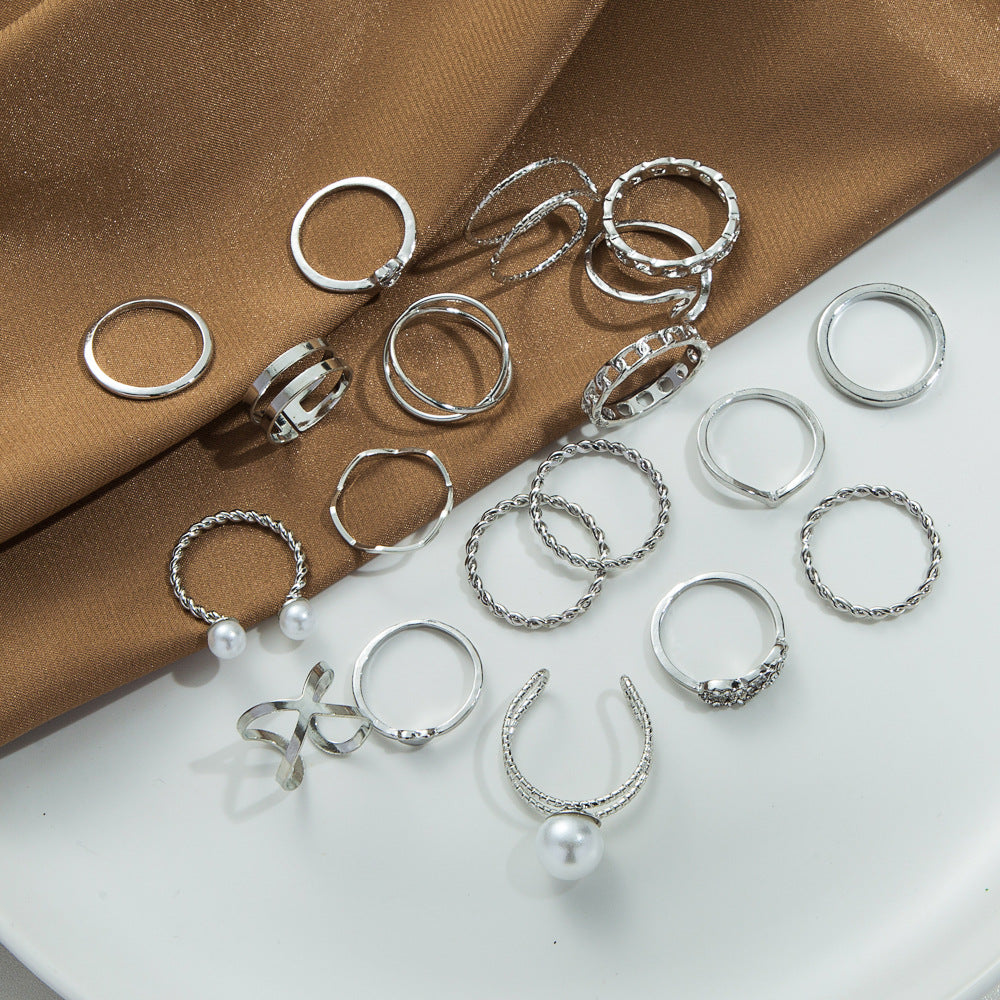 Heart-shaped Open Piece Set Knuckle Metal Ornament Rings