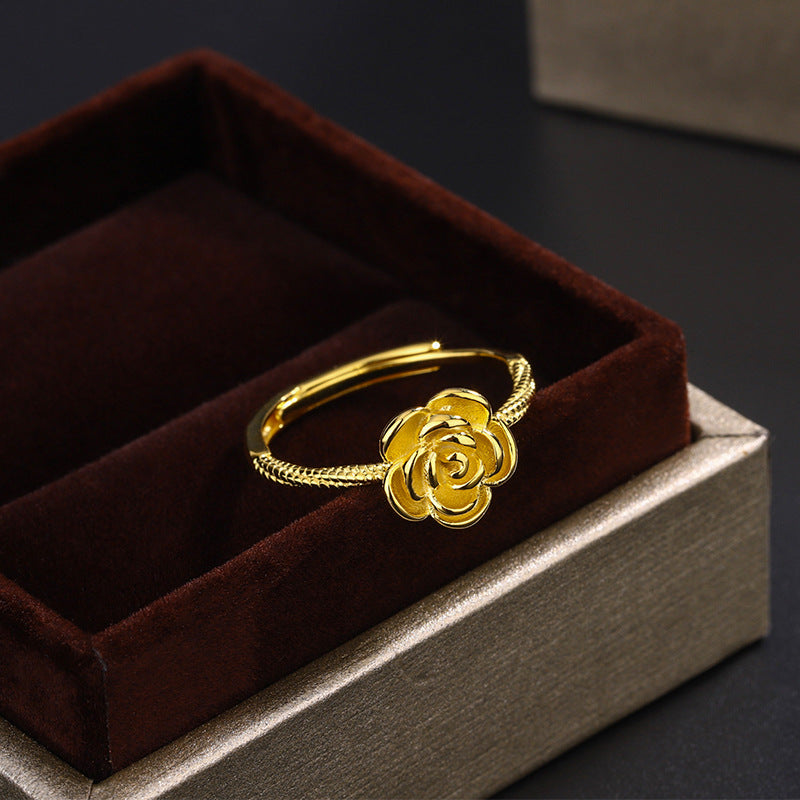 Sier Camellia Female True Love Rose Valentine's Day Rings