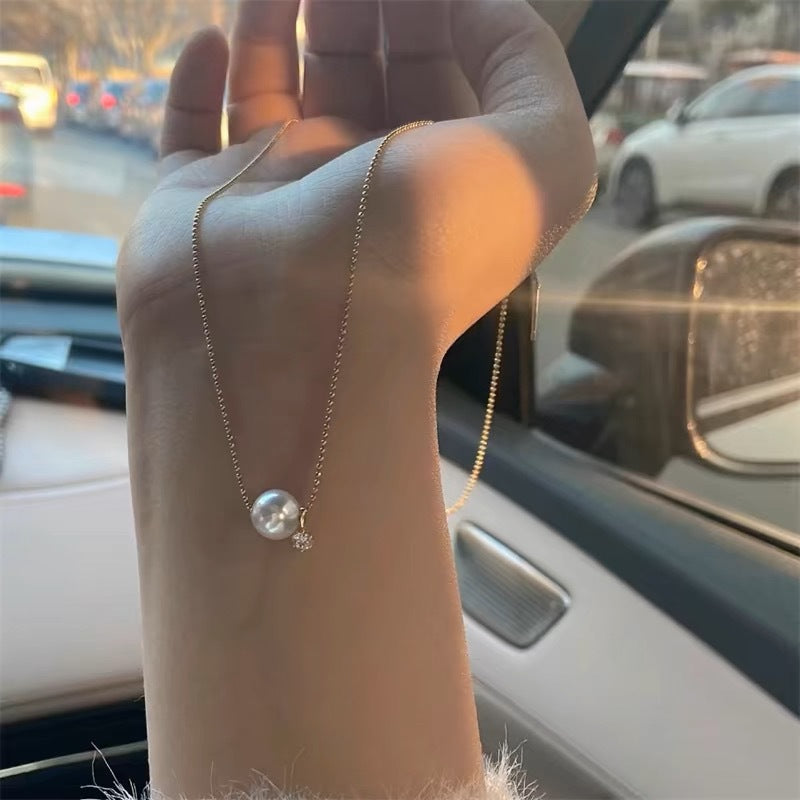 Single Pearl Zircon Female Summer Light Luxury Minority Necklaces