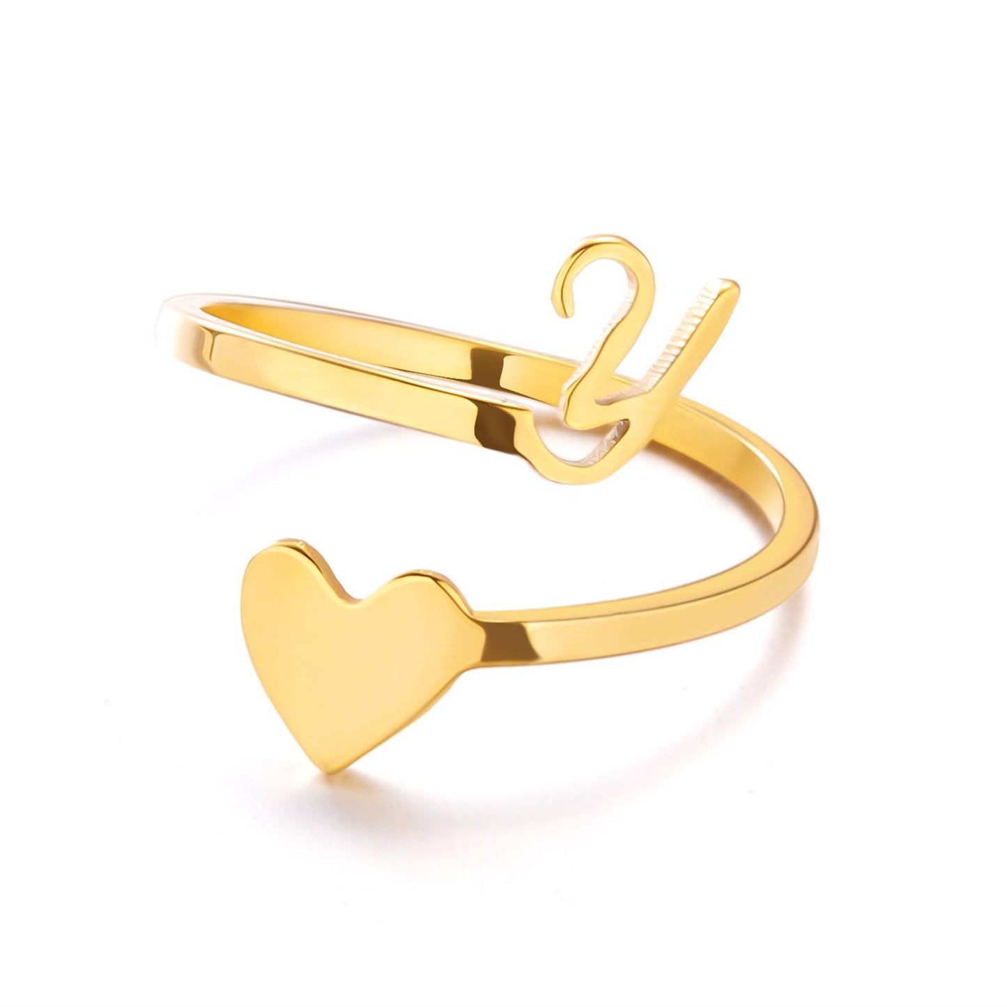 Letter Stainless Steel Open Three-dimensional Love Rings
