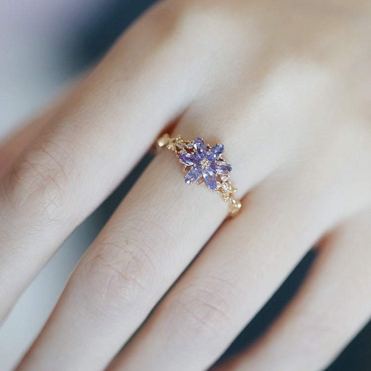 Limited Snowflake Snow Mowing Moonstone Tan Rings