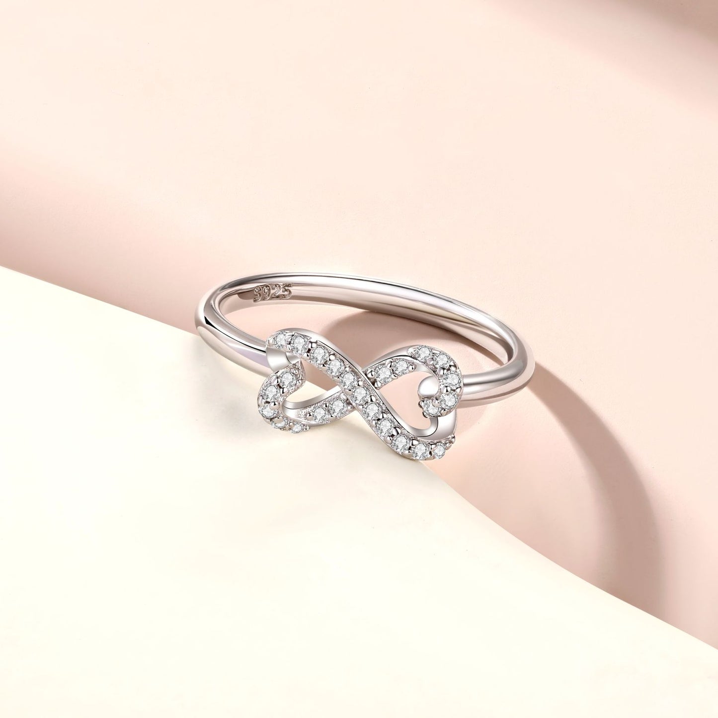 Women's Sterling Sier Bow Love Heart-shaped Design Rings