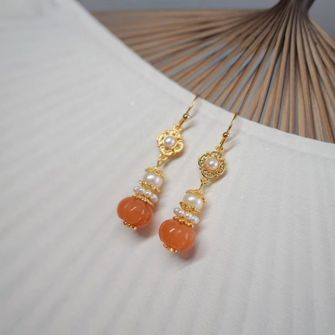 Court Style Orange Niche Design Advanced Earrings