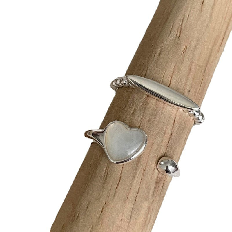 Sweet Loving Heart Female Twin Graceful Geometric Thread Rings