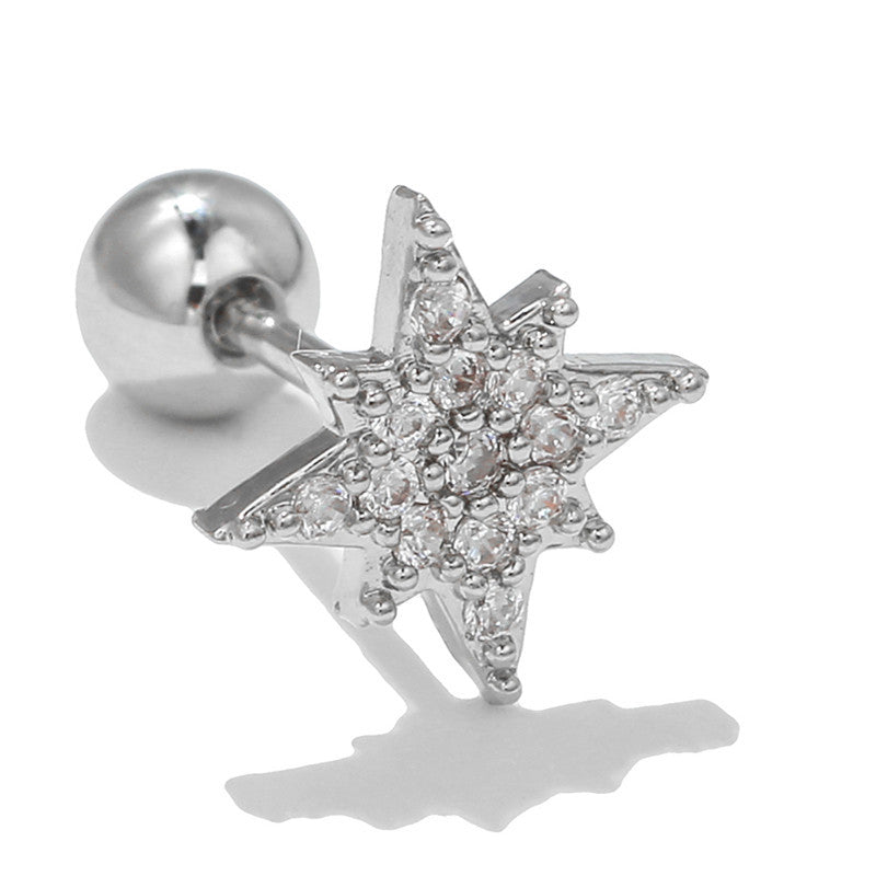 Women's Loving Heart Zircon Flower For Niche Design Ear Bone Earrings