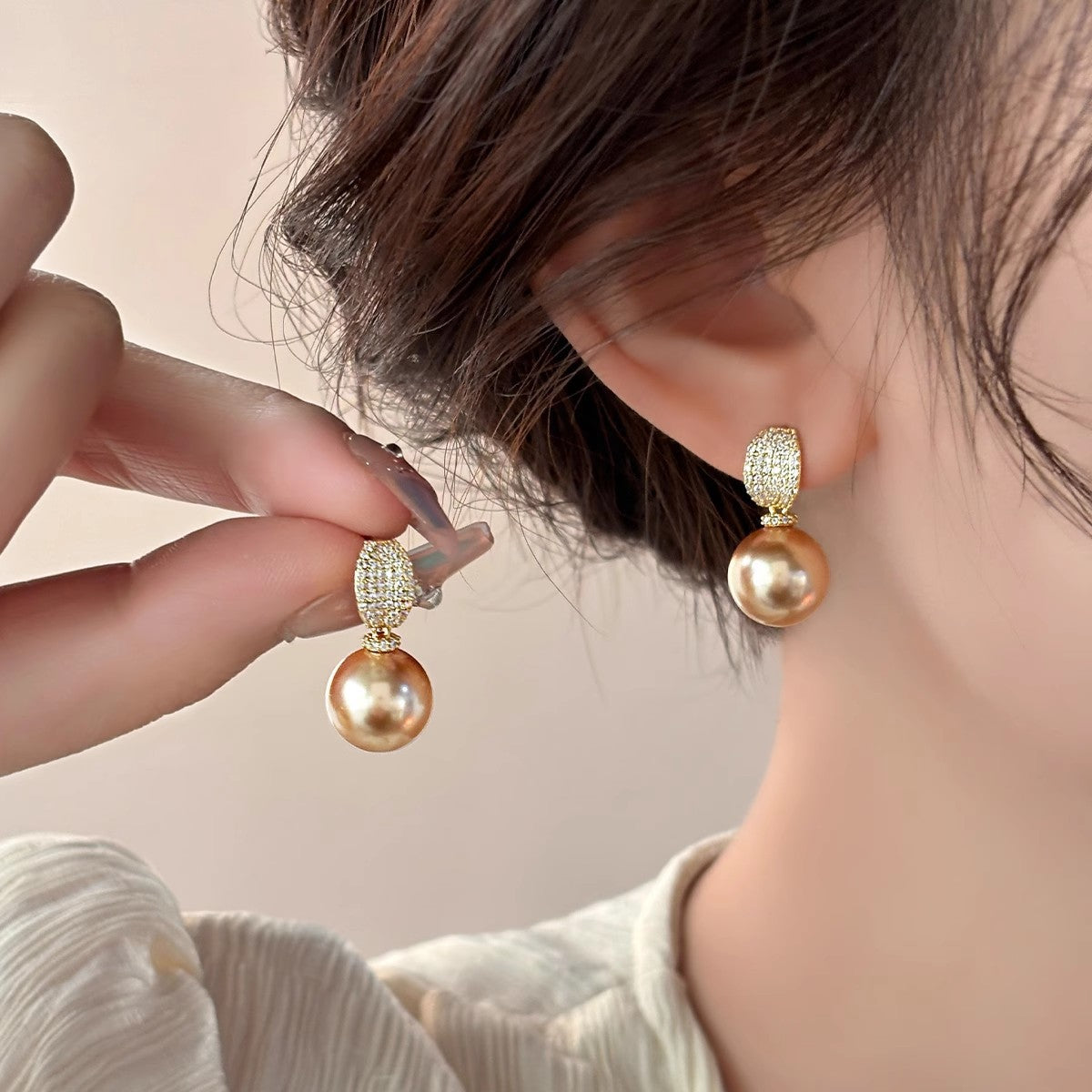 Women's Sier Needle Light Luxury Minority Pearl For Graceful Stud Earrings