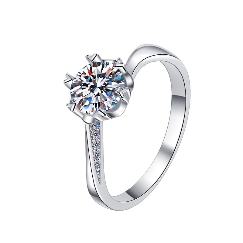 Sier Snowflake Swing Arm Diamond Moissanite Rings