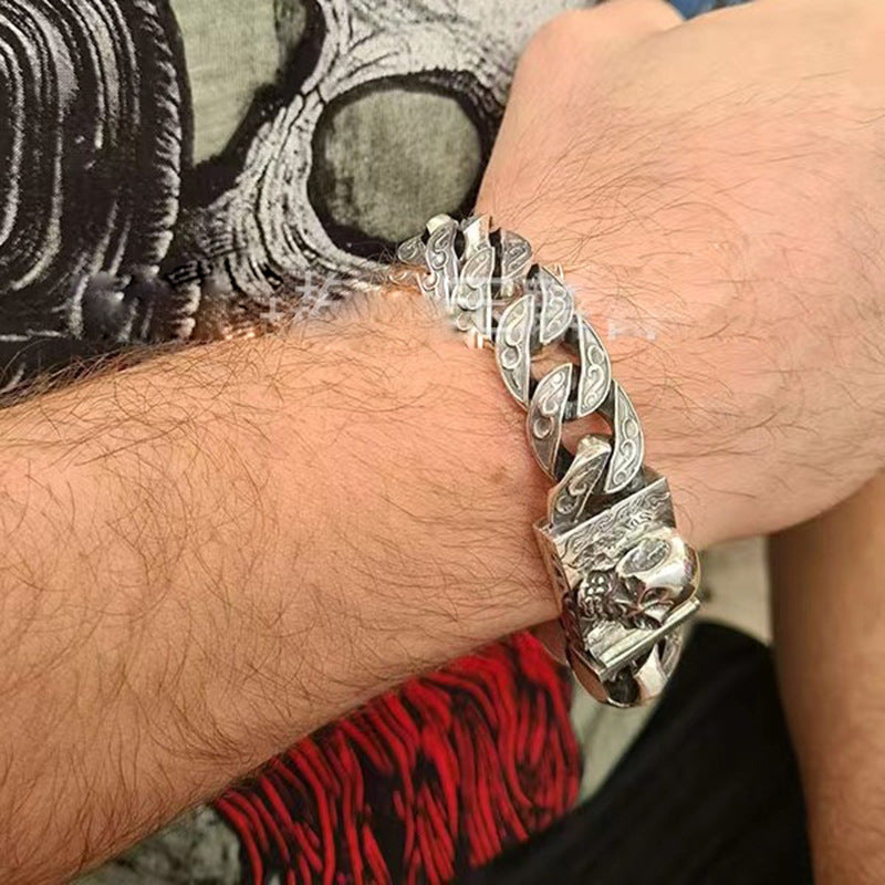 Thai Sier Retro Skull Cuban Fashion Bracelets