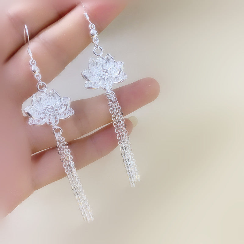 Chinese Style Ethnic Exaggerated Tassel Eardrops Rings