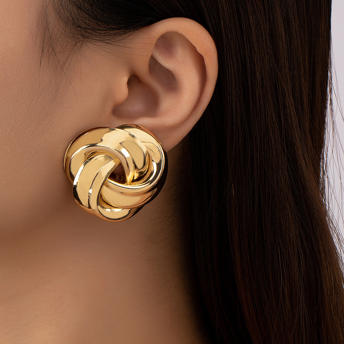 Elegant Metal Personality Button Hipster Retro Earrings