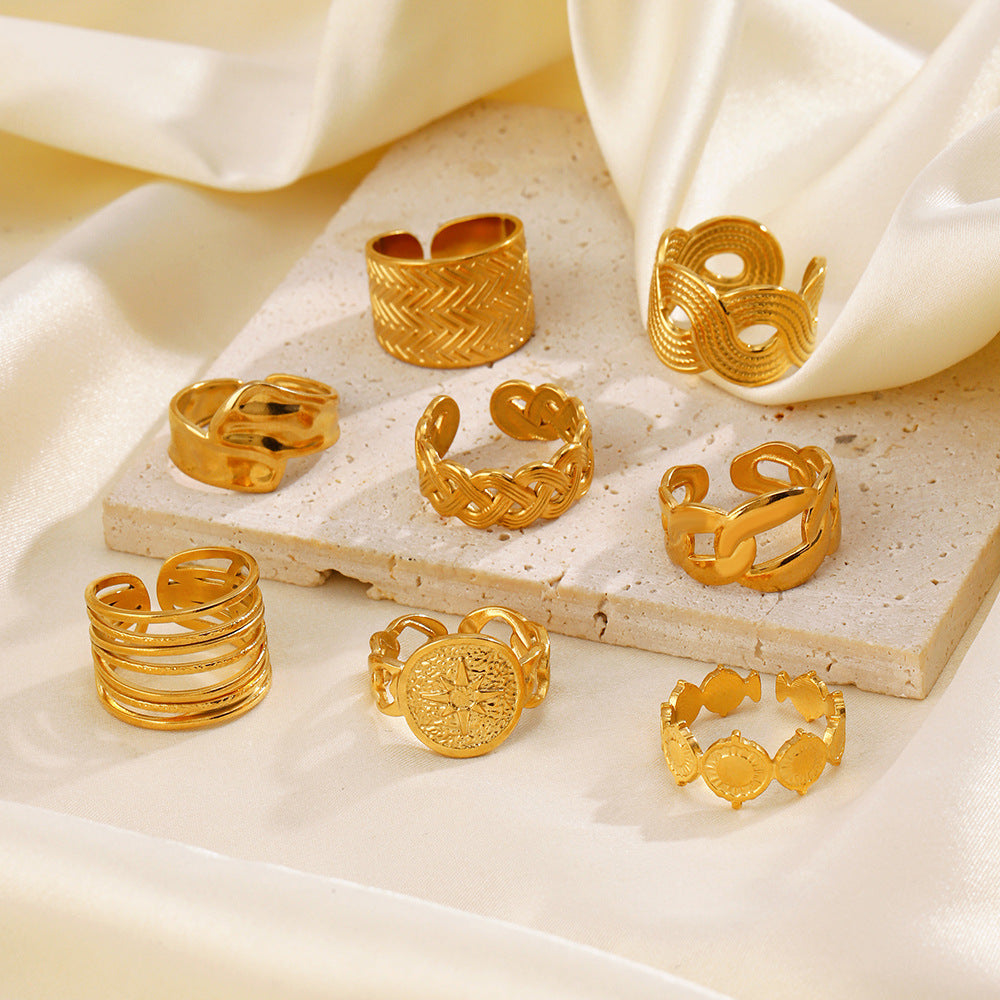 Stainless Steel Shaped Geometric Open Niche Design Rings