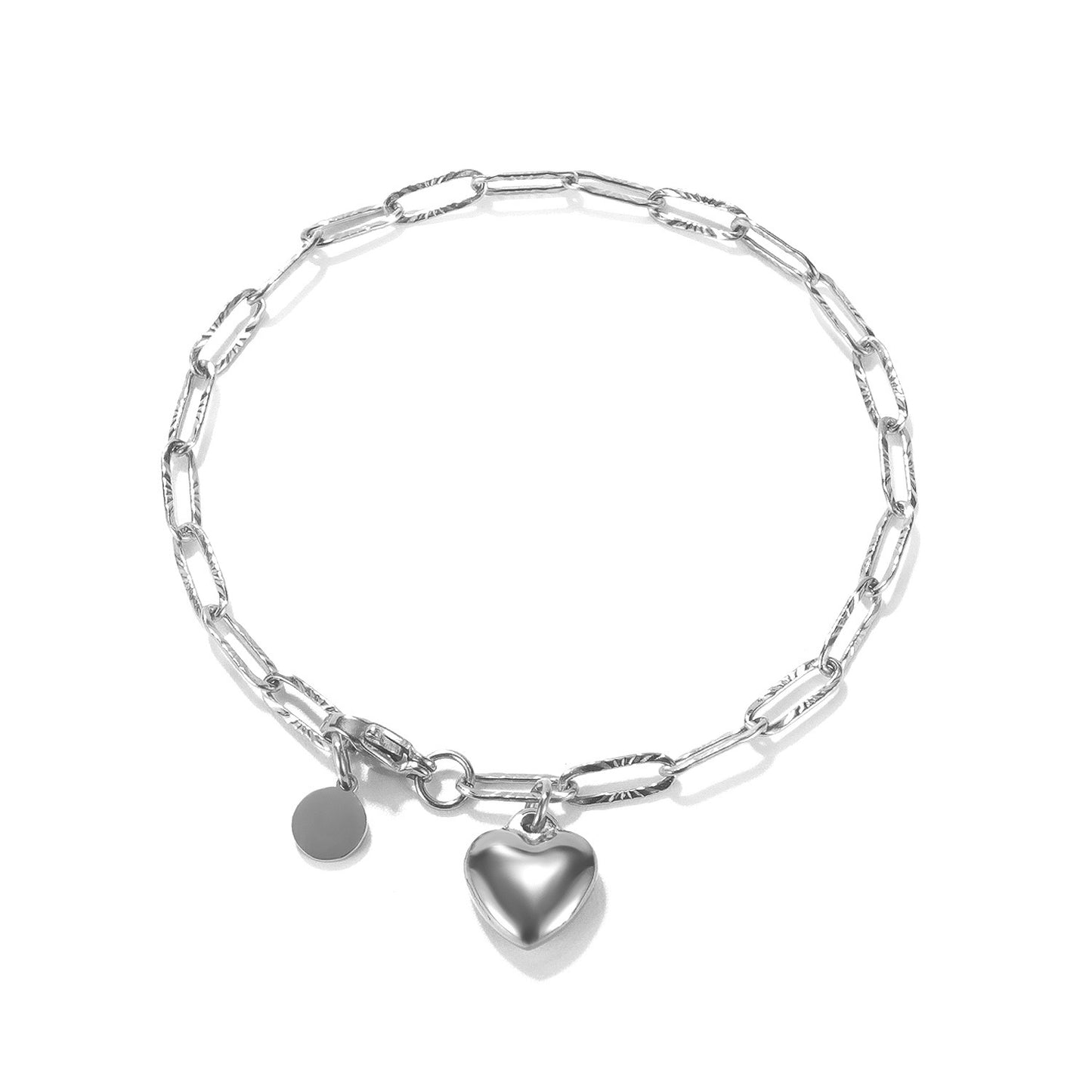 Heart Cold Style Peach Round Stainless Steel Bracelets
