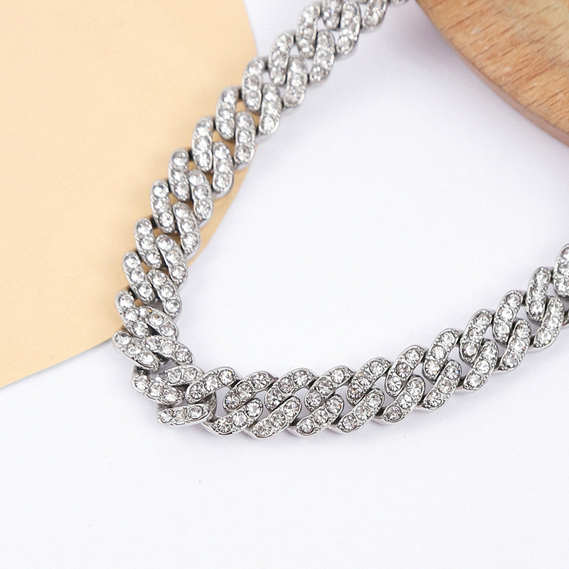 Women's & Men's Hop Single Row Diamond Punk Chain Necklaces
