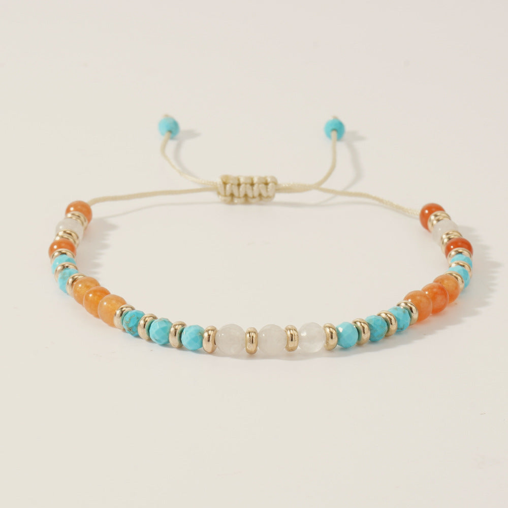 Pulling Rope Design Retro Style Colorful Stone Bracelets