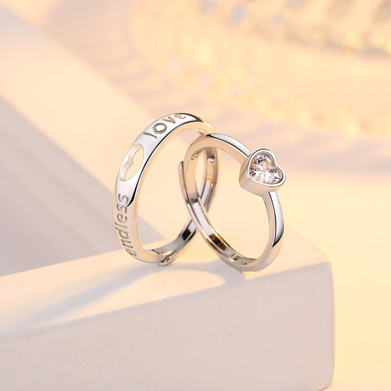 Women's & Men's Matching Heart-to-heart Couple One Pair Niche Rings