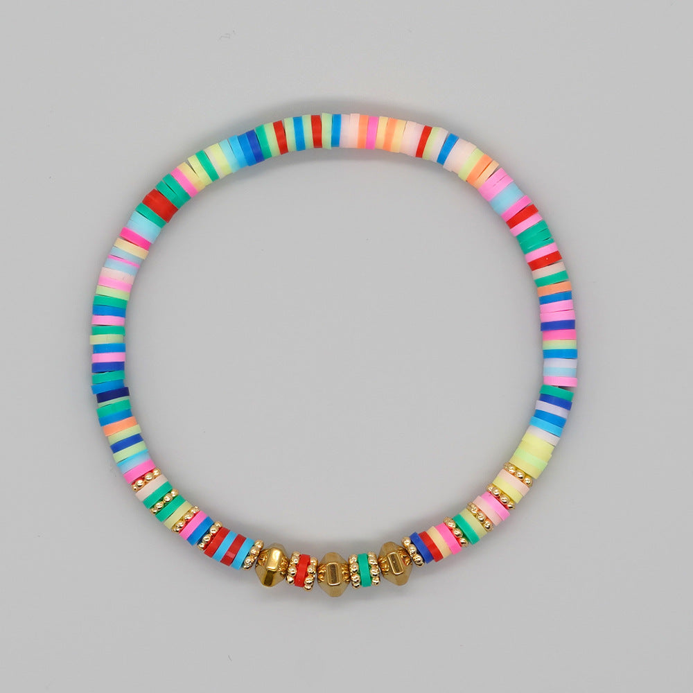 Stone Color Polymer Clay String Beads Bracelets