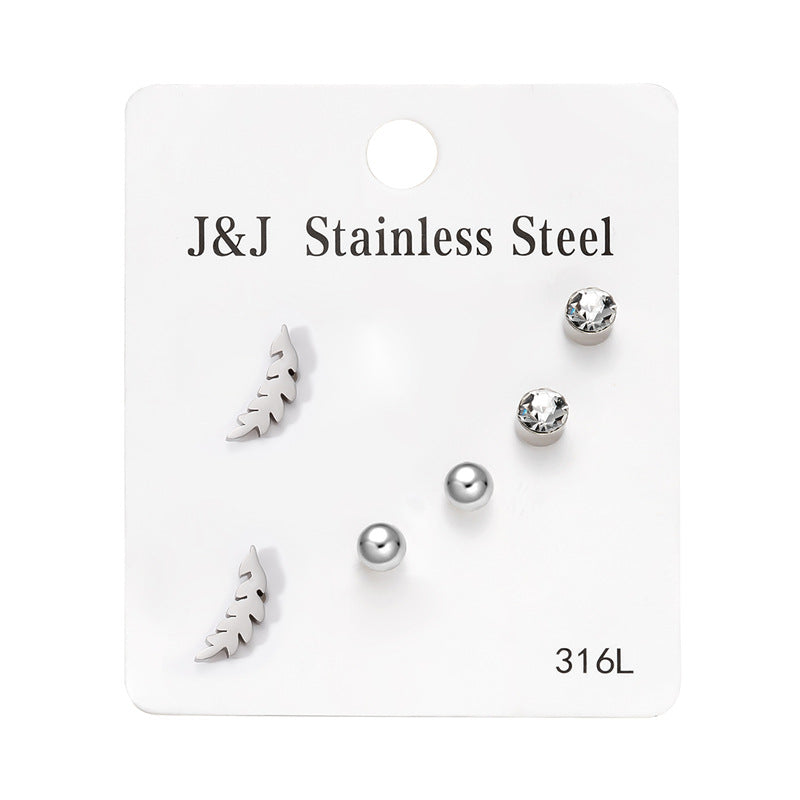 Pairs Heart Shape With Diamond Combination Earrings