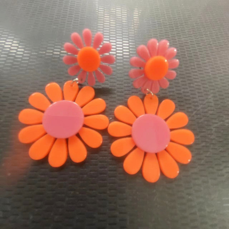 Jewelry Bohemian Simple Flowers Contrast Color Earrings