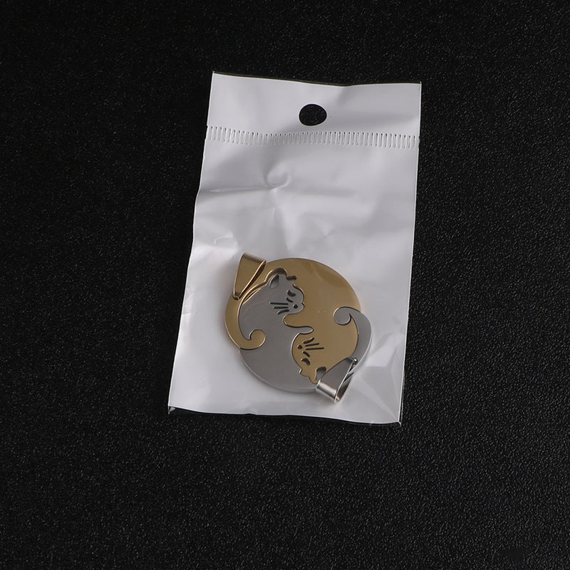 Women's Love Cat Couple Stitching Pair Male Simple Korean Pendants