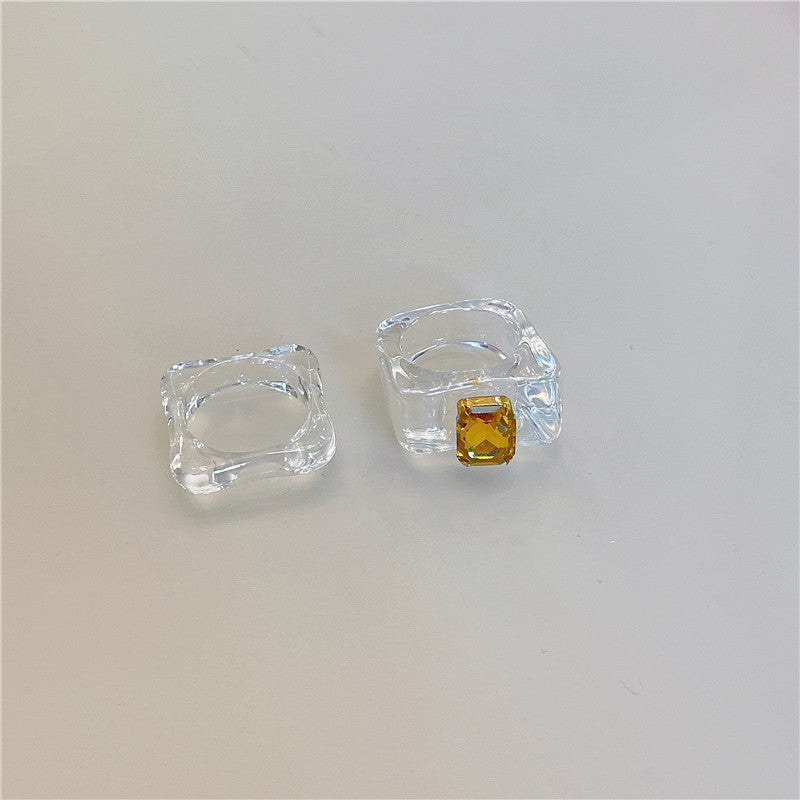 Retro Square Acrylic Geometric Resin Cold Wind Rings