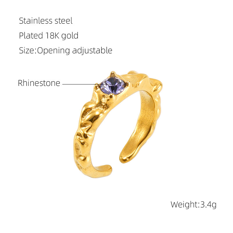 Titanium Steel Luminous Stone Open Female Rings