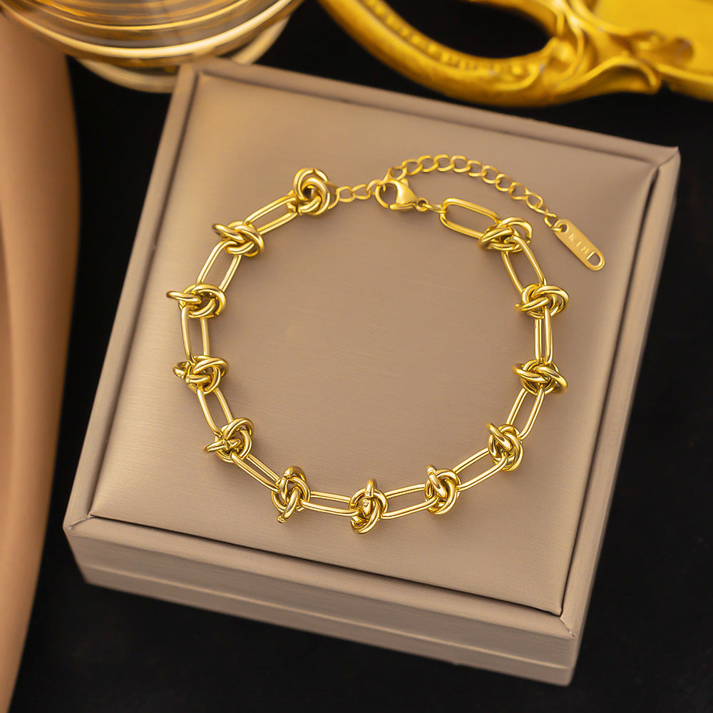 Women's Pearl Twist V-shaped Female Rainbow Diamond Bracelets
