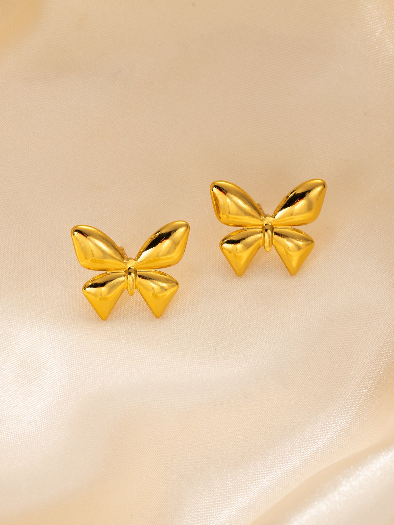 Stainless Steel Ginkgo Leaf Petals Golden Earrings