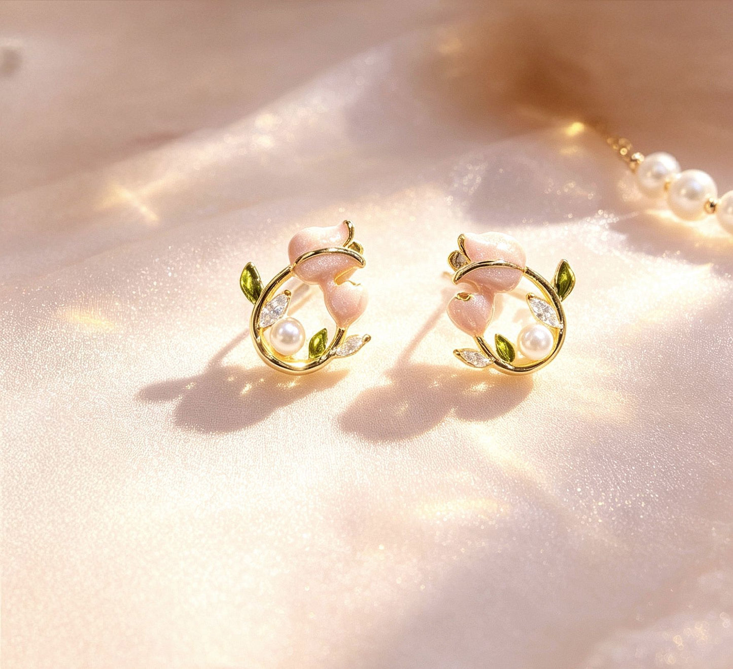 Tulip Female Beads Zircon Flower Auricular Needle Light Rings